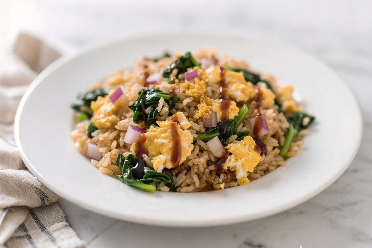 Spicy Mustard Green and Egg Fried Rice – Bloom Ranch