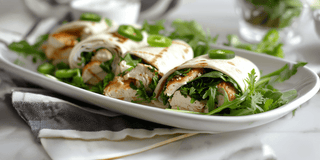 Spicy Mizuna and Jalapeño Chicken Wraps