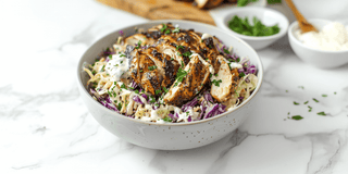 Turnip and Cabbage Slaw with Grilled Chicken