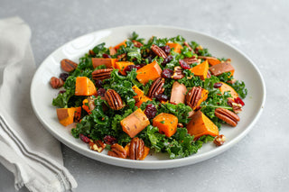 Warm Kale & Sweet Potato Salad with Maple Dijon Vinaigrette