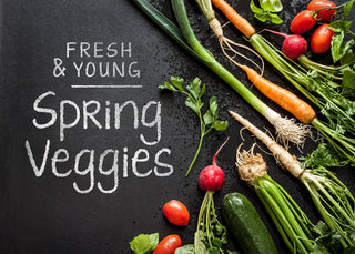 Image of fresh and young spring vegetables ready for planting to create a productive garden.